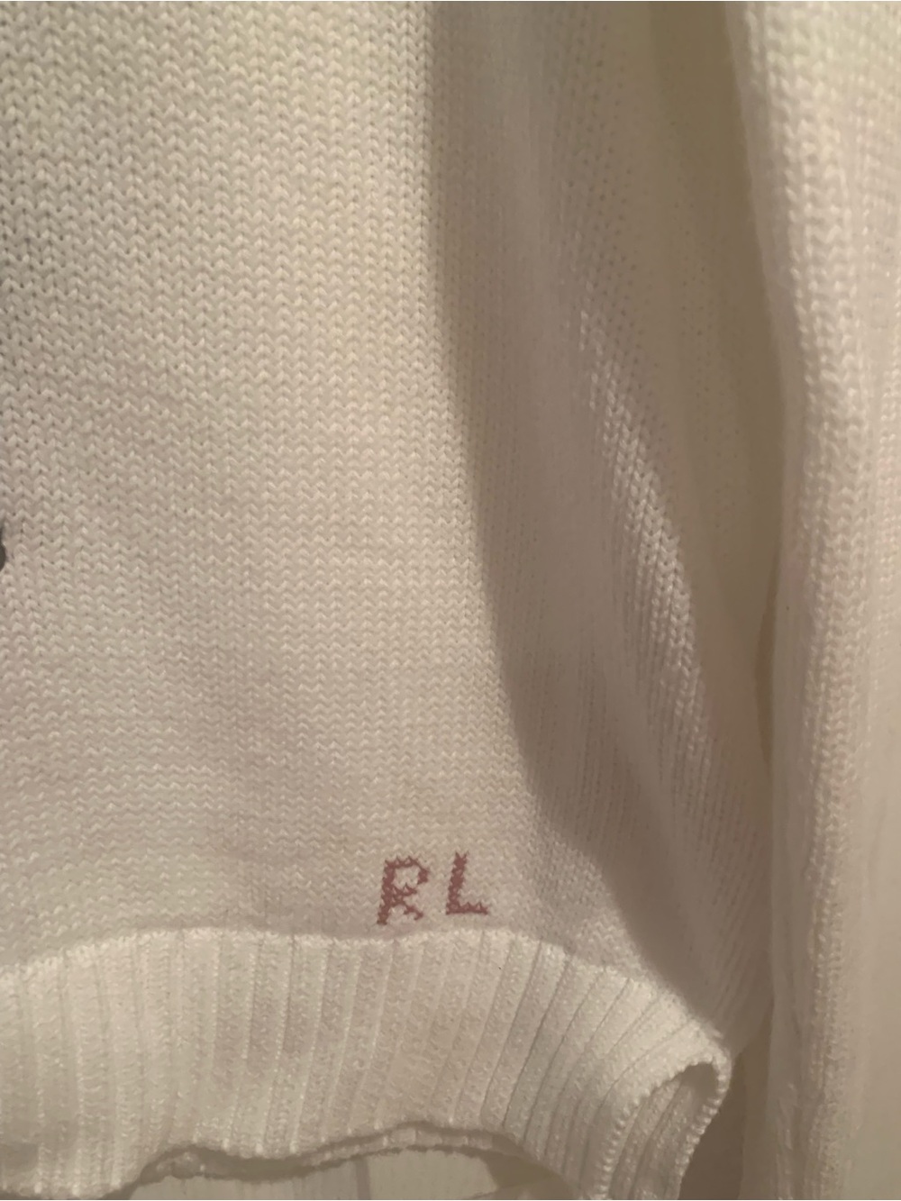 NWOT Polo Ralph Lauren 100% Cotton White Crewneck Sweater with Polo Bear - Picture 9 of 12